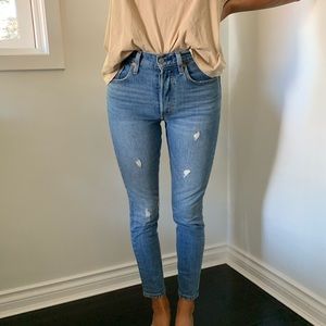 Levi’s 501 Skinny Jeans, medium wash, size 26